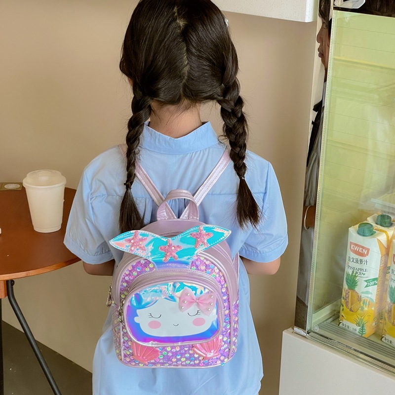 Mochila de moda de sequillas para niños y niñas, jardín de infantes, mochila para bebés, caricatura encantadora conchas de estrellas, mochila para niños