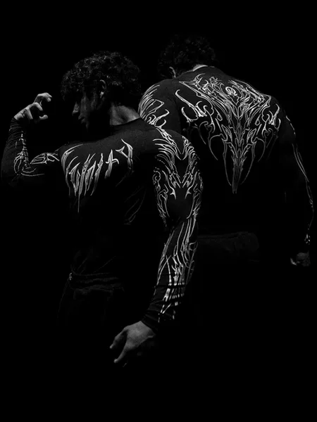 Breathedivinity 2025 Men's Long-Sleeved Printed Bodysuit High Collar Sports Fitness Quick-Drying Long