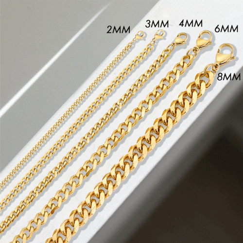 emanco Cuban chain men's and women's stainless steel necklace street hip-hop sweater chain 14k gold plated necklace wholesale