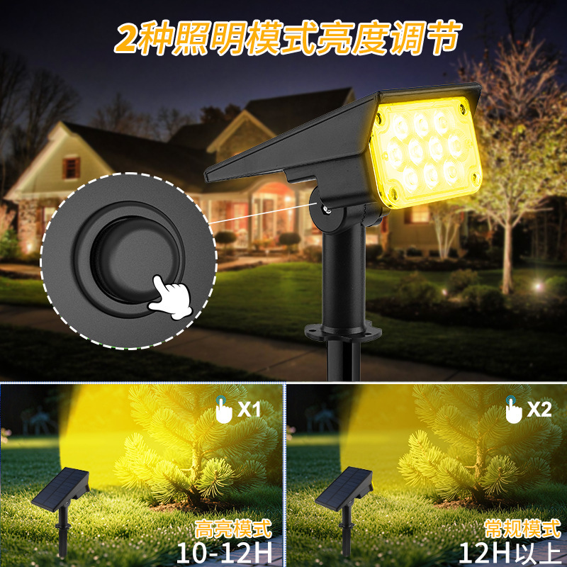 跨境太阳能草坪灯 户外景观LED射灯花园别墅庭院地插式草地照树灯|undefined