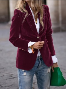 X 60256 Elegant Velvet Blazer ��z�qС���b �羳�W�����R