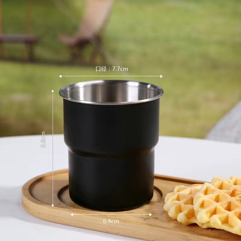 Taza de café americana de acero inoxidable 304 taza portátil con tapa y asa taza de campamento al aire libre antiescaldado taza de agua potable