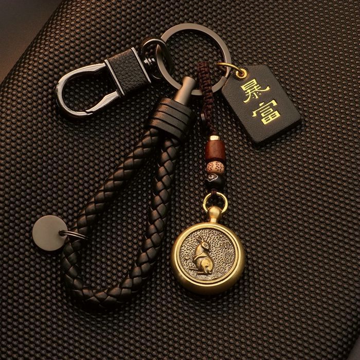 Llavero latón vuelta Zodiaco conejo dragón ovejas creativo llavero hombres personalidad pareja exquisito colgante