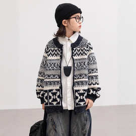 男童开衫毛衣秋冬款2025新款中大儿童装秋季宽松针织外套男孩秋装