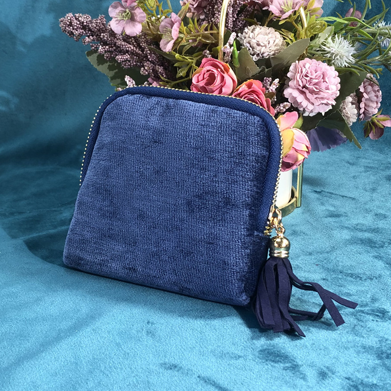 짙은 네이비 (쉐닐) hn; 지퍼 수납 파우치 (PP 포장)