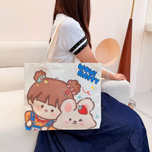 批发卡通原创帆布包女新款拉链可爱单肩包小众设计学生书包手提袋