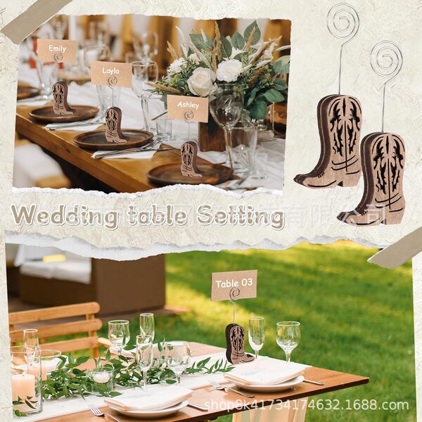 Havawish 10 pieces of wooden denim boots meal holders and 10 cowhide…