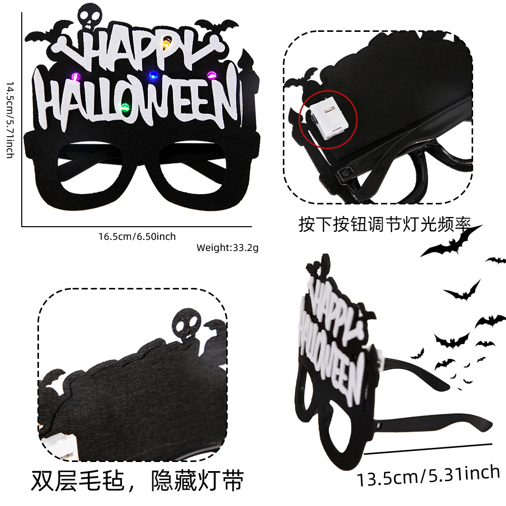 Gafas de calabaza LED con luces para Halloween 2025, gafas brillantes para niños y adultos, decoración para fiestas de disfraces de fantasmas.