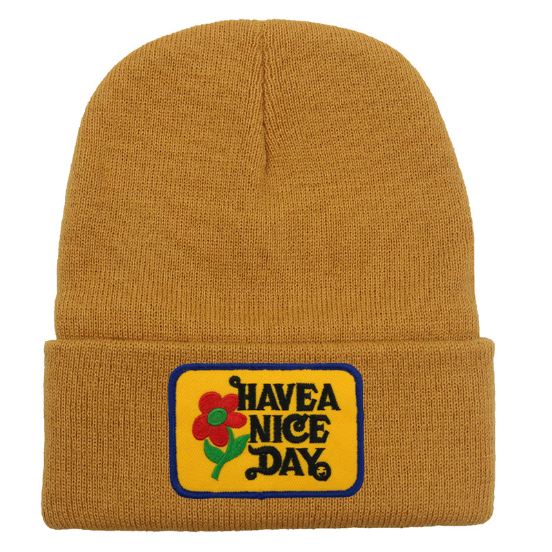 Eaveless Rim Unisex Hip-Hop Classic Style Streetwear Letter Flower Eaveless Wool Cap