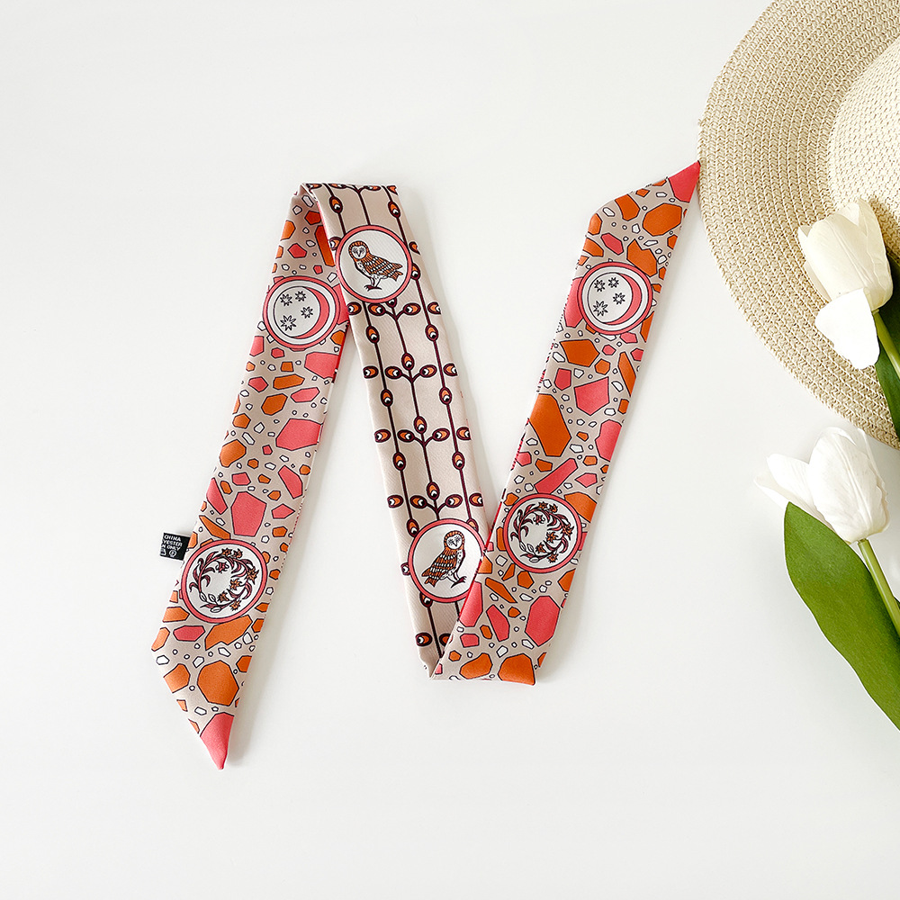 Women's Elegant Retro Printing Bag Satin Silk Scarf display picture 31