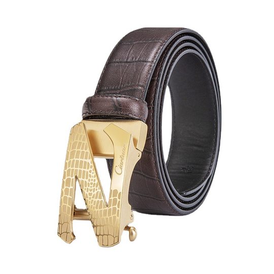 Wholesale belt men's high-end leather stainless steel automatic buckle belt Korean double-sided leather casual pants belt