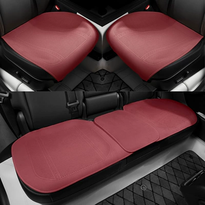 Seat cushion, seat cover Ventilated and Breathable, High-End Single-Piece - type-a-thin-padded-deerskin-volcanic-red-three-piece-suit