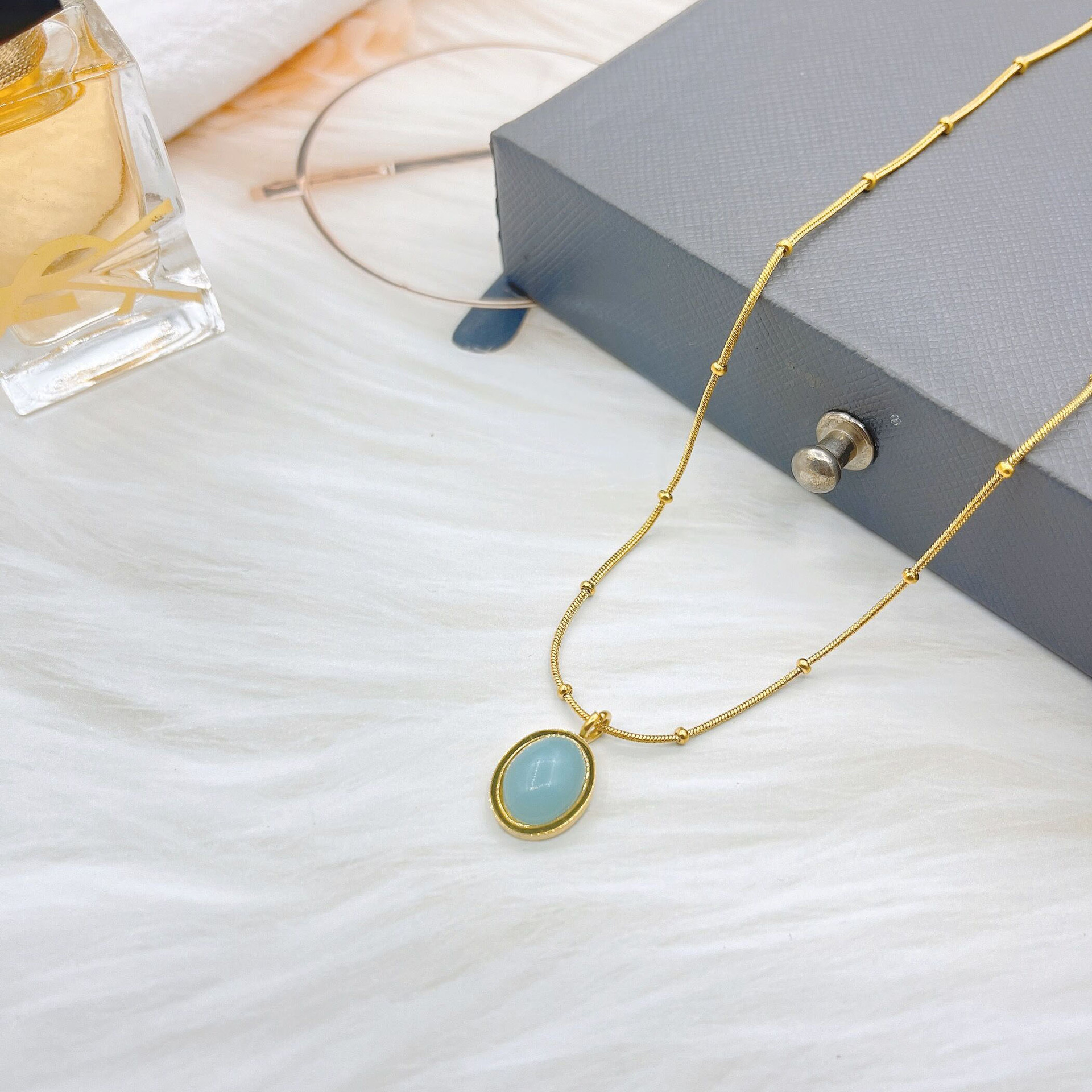 Artificial Pearls, Rhinestones Inlay Material Pendant Necklace Classification Titanium Steel Fashion Inlay Letter Water Droplets Heart Shape Artificial Pearls Rhinestones Pendant Necklace