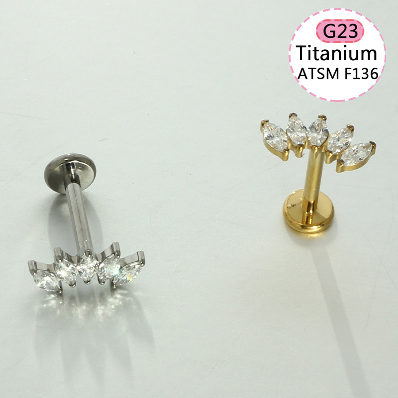 G23 Titanium Chain Pendant Lip Nail Peach Heart Butterfly Ear Screen Nail Lip Ring Ear Bone Nail Jewelry F136 Body Piercing Jewelry detail image 10