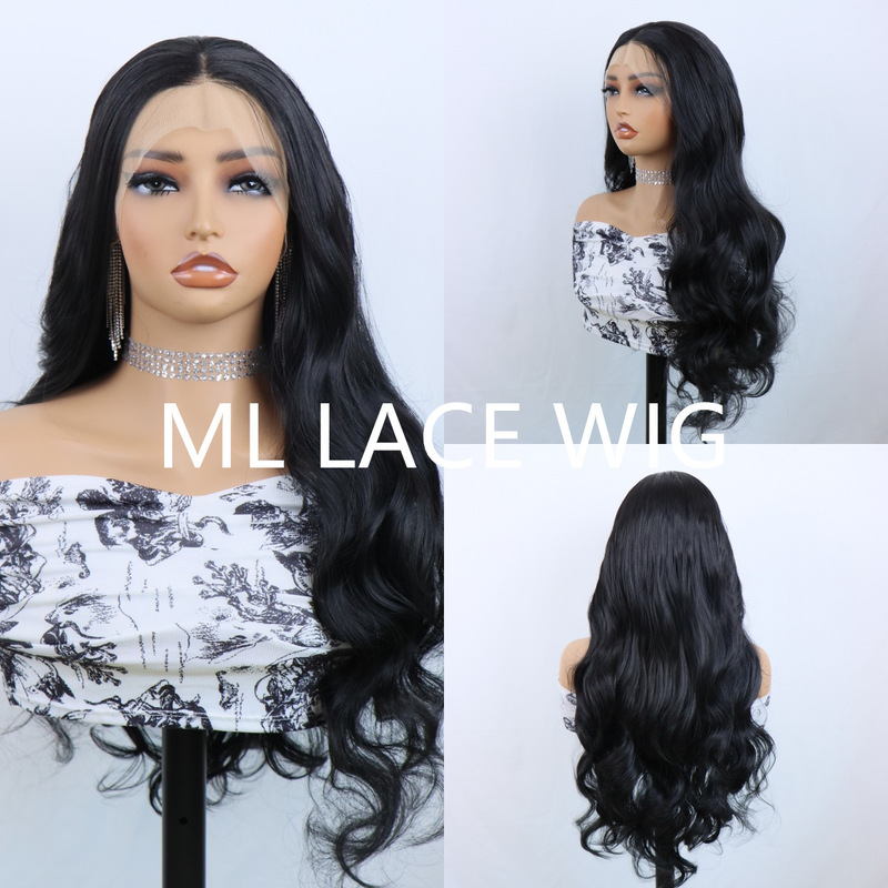 Women's monochrome natural curvature large wave front lace matte high temperature silk wig hand hook hair set exported to Europe and the United States