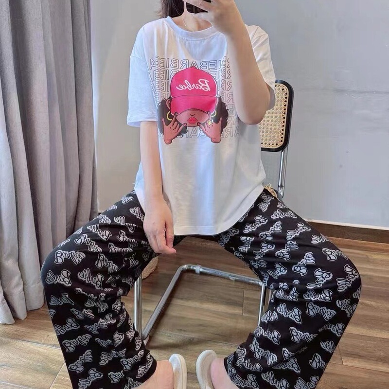 Pajamas New Style Women's Home Clothes Pajamas Cute Baseball Cap Short Sleeve Trousers Outer Wearing Pajamas Set