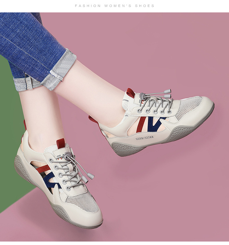 Giày sneaker nữ da thật lỗ thoáng khí đế phẳng nhẹ mùa hè 2025 — Màu xanh lá cây (1061), B5-05=giá trị thông số Kd, (cài 2), Màu trắng (1061), Trắng đen 1062 chi tiết 17