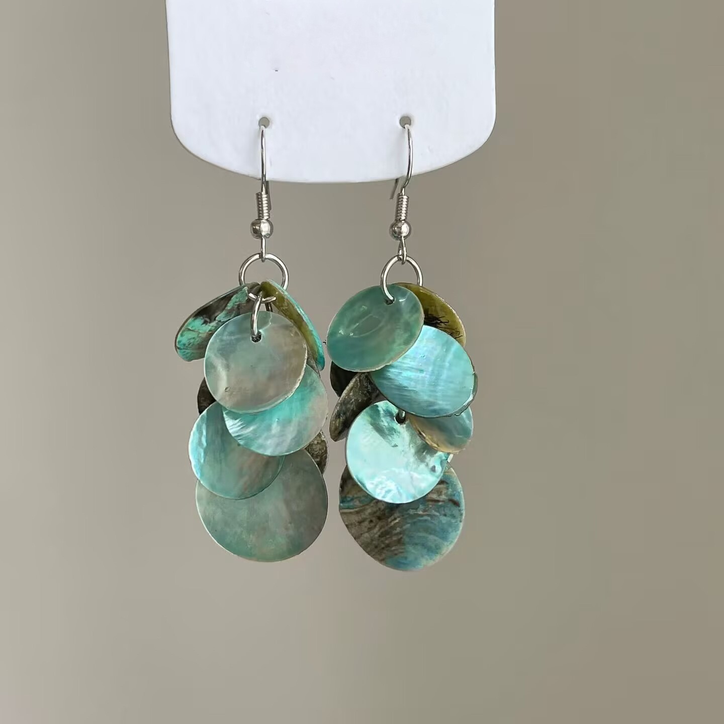 Pendientes de borla de concha geométrica redonda, estilo de vacaciones junto al mar, gancho para la oreja, pendientes de todo fósforo de moda, sentido de clase alta de nicho