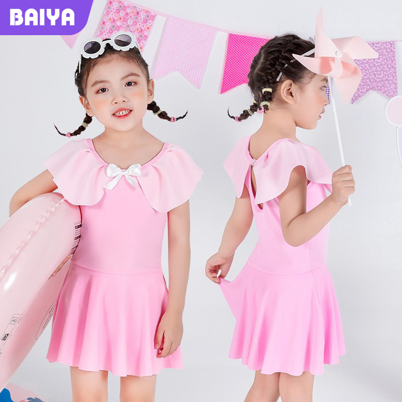 Traje de baño para niños vestido de una pieza de estilo coreano para niñas y niños de moda color sólido estilo occidental lindo traje de baño de vacaciones junto al mar