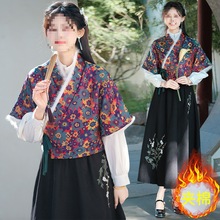 新中式秋冬加棉袄汉服日常国风改良冬季加厚汉元素少女短袄新年服