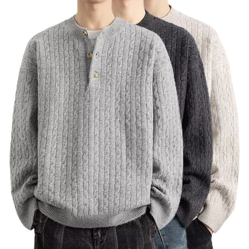 Explosiones transfronterizas de tamaño europeo de tamaño grande Henry cuello jersey jersey de torsión suéter hombre alto estilo de negocios otoño y invierno al por mayor