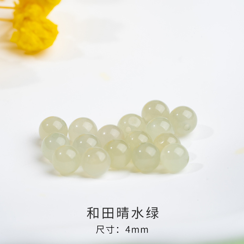 天然新疆多宝和田玉散珠批发 黄口手串羊脂白手链玉石diy串珠配饰|undefined