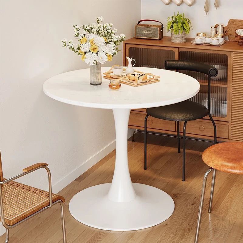 [en stock] retro nórdico tulipan nuez redonda mesa de comedor de madera sólida pequeña casa balcón de café