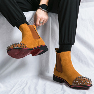 High-top Retro Fashion Pointed Leather Boots Cross-border plus size Men's Casual Martin Boots Autumn and Winter Personalized Liu Ding Boots