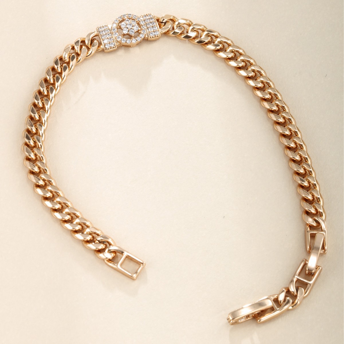 Xuping nuevo cross-border mujeres europeas y estadounidenses personalidad Hip-hop brazalete de bronce dorado flores de piedra cubana brazalete mujer