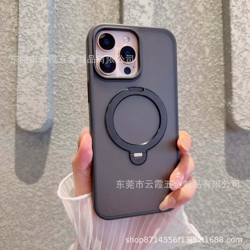 适用苹果16promaxQ支点壳360º旋转 iphone15磁吸支架手机壳磨砂|undefined