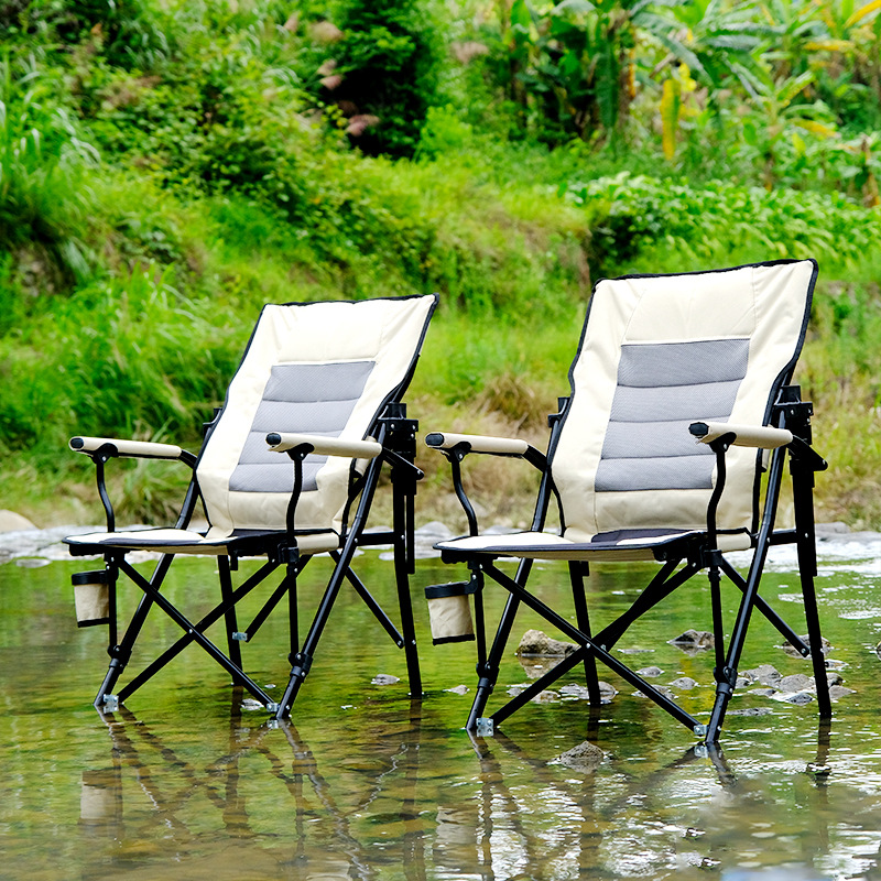 Chaise de pêche pliante avec dossier haut et siège pivotant_voghion.com