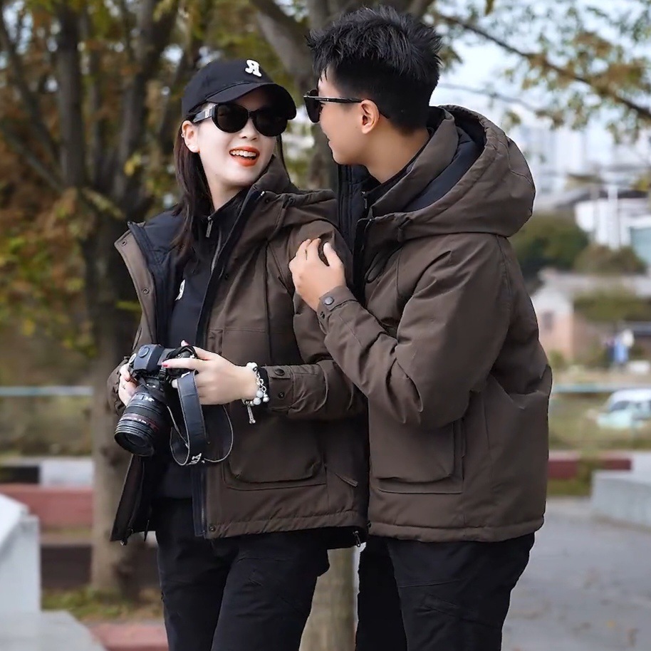 Cargo Hooded down Jacket for Men 2025 New Thickeneded Warm Duck down Jacket American Casual Men's Winter Clothing