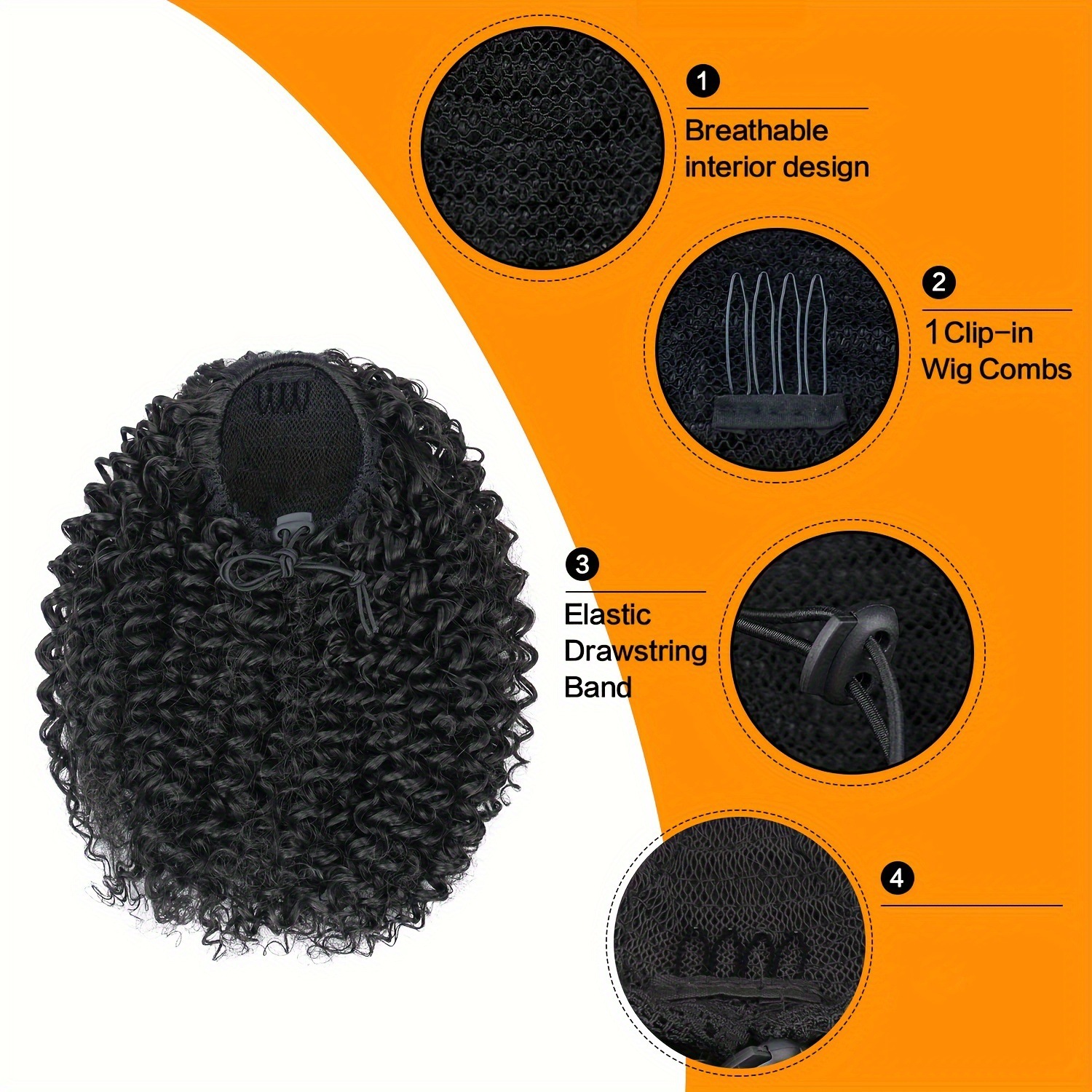 Perucas de comercio exterior de cola de caballo femenina cuerda de dibujo de caballo africana pequeña cabeza explosiva esponjosa fibra química de cola de caballo corta peruca cola de caballo al por mayor