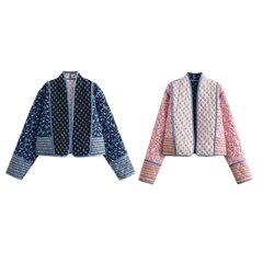 2024 秋冬新ヨーロッパとアメリカのクロスボーダー婦人服ストリートファッションリバーシブルプリントコットンジャケット w063 2765