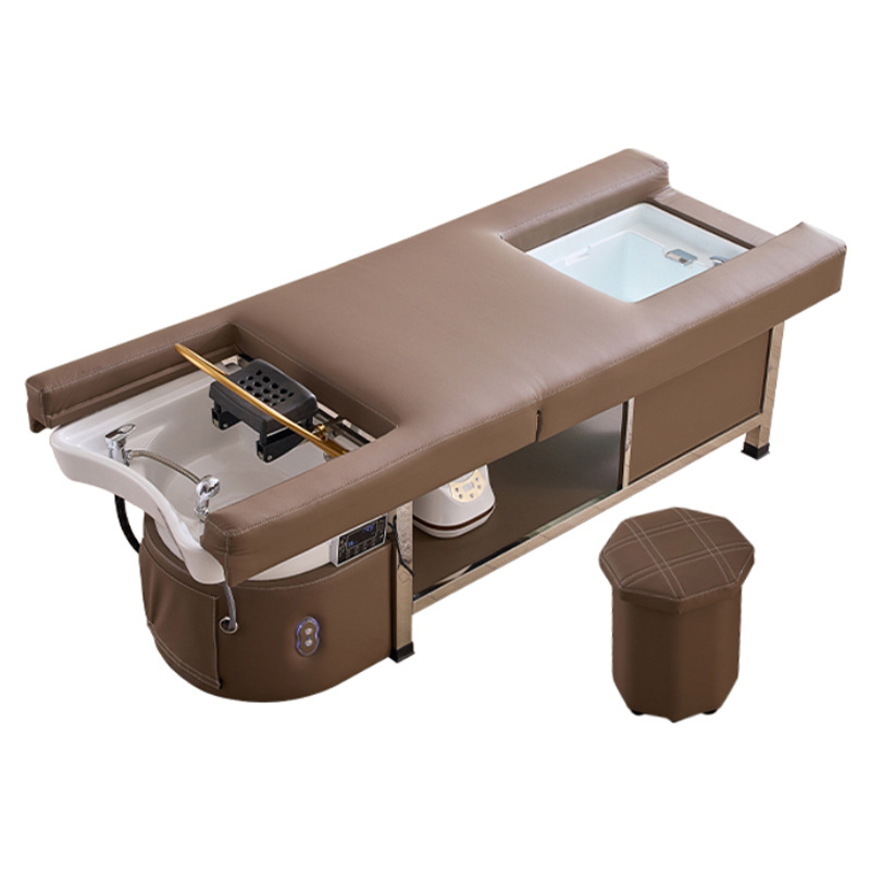 Cama eléctrica elevadora multifuncional para salón de belleza, cama de lavado de cabello, cama de masaje para terapia de cabeza, cama de masaje y cama de fumigación para circulación de agua