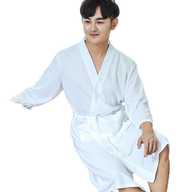 봄과 가을 얇은 목욕 가운 커플의 잠옷 남성용 긴 물 흡수성 빠른 건조 목욕 가운 여름 잠옷
