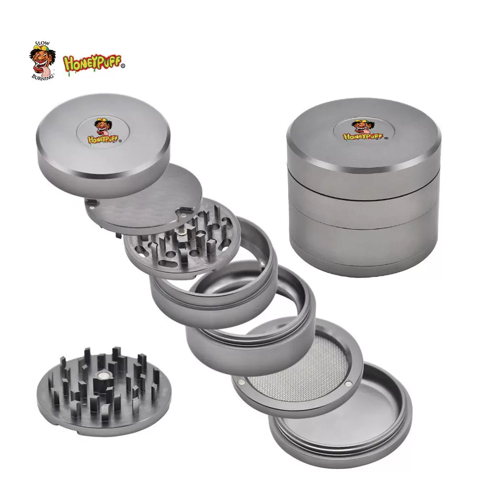 厂家直销  Honeypuff磨烟器  63mm航空铝材质磨烟器 herb grinder