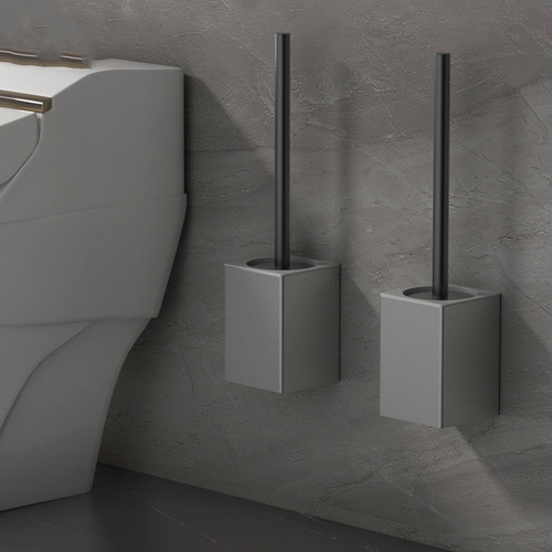 Space aluminum toilet brush with no blind spots, toilet artifact brush, wall-mounted punch-free household bathroom cleaning set