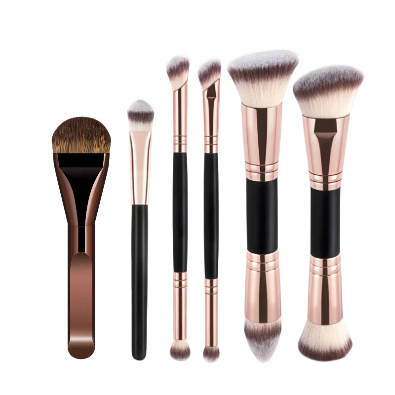 Juego de Brochas de Maquillaje de Doble Cabezal Plástico PS Maquillaje Facial para Maquillaje