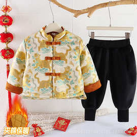 男童中国风时尚冬季古风新品小老虎套装新年拜年服唐装中式古装