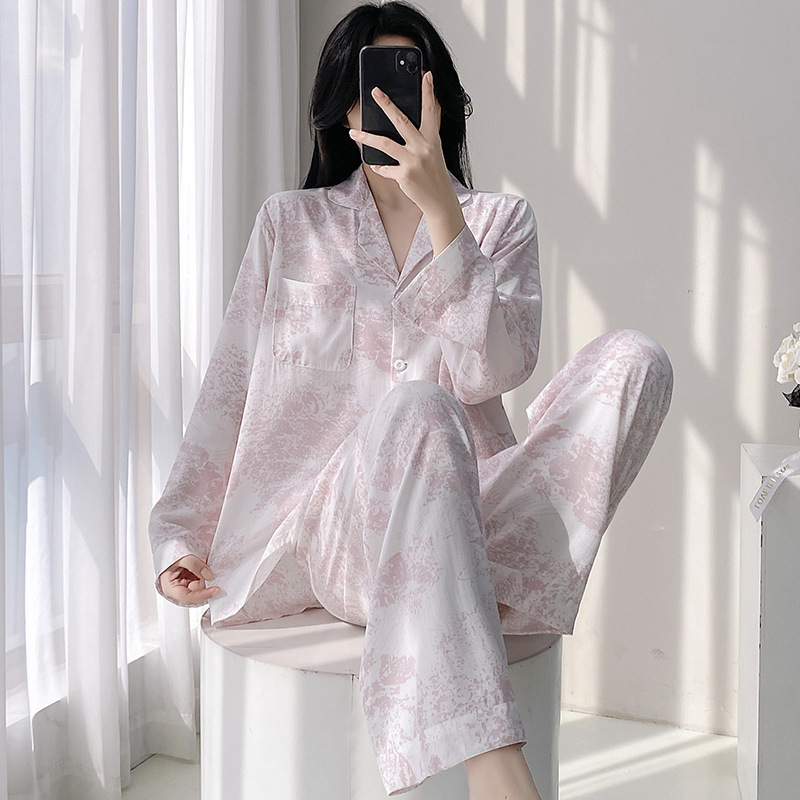 女性用夏の綿シルクパジャマ、長袖、薄手のホーム服、通気性、吸汗性、柔らかい綿シルク、大きいサイズのスーツ、ドロップシッピング|undefined