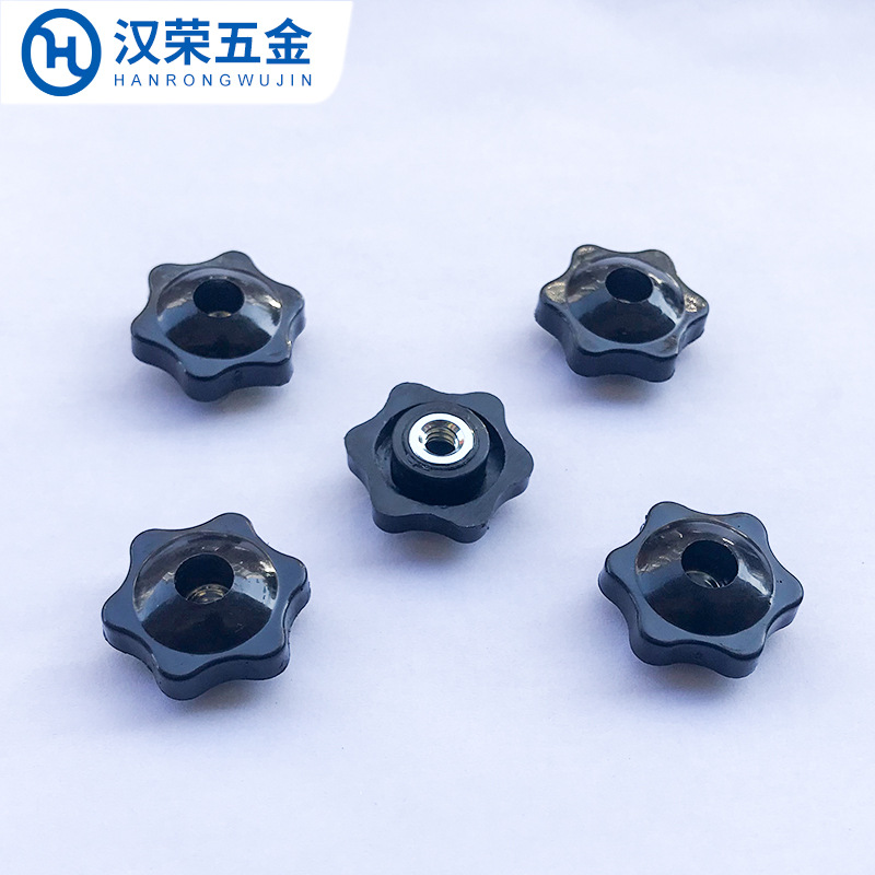 梅花手拧螺母通孔六角手柄螺母胶头螺母星型把手螺帽M4M5M6M8M10