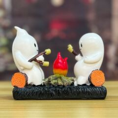跨境爆品万圣节创意幽灵篝火树脂摆件两个幽灵烤火装饰品摆件