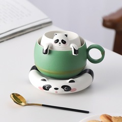 中国风熊猫马克杯泡茶杯带过滤陶瓷水杯茶咖杯商务伴手礼定制LOGO