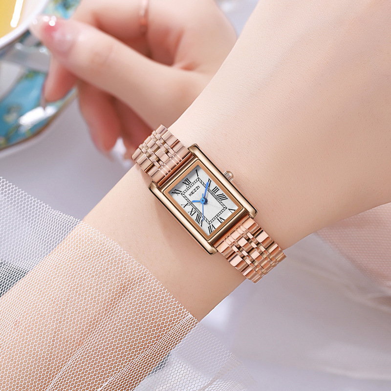 kezzi retro niche square watch women's simple elegant Roman dial light luxury style high-grade workplace women's watch