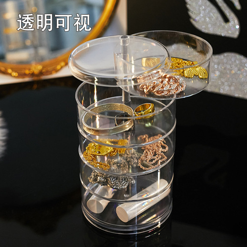 Jewelry box multi-layered ring and earring storage box transparent rotating jewelry box princess European style Korean jewelry box