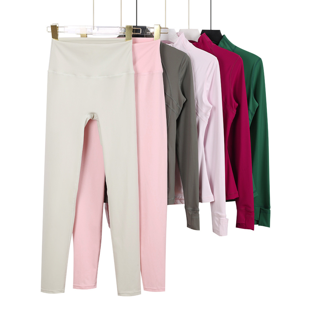 Ly nine-point stand-up collar jacket set for women, sporty casual slim-fit jacket, yoga pants, fitness running yoga wear, trendy