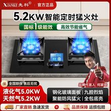 先科燃气灶双灶家用天然气嵌入式煤气灶液化气台式出租房九腔定时