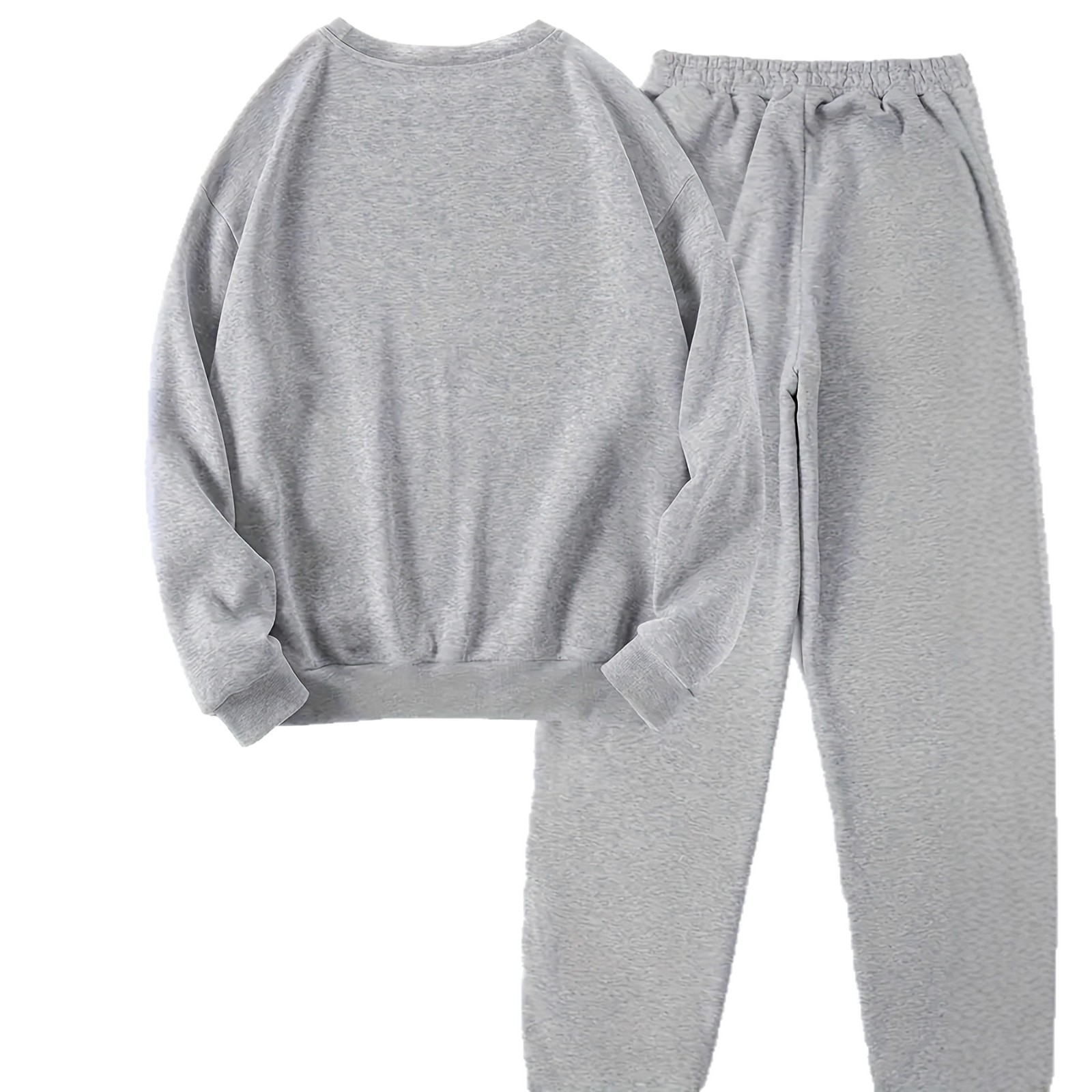 Women's Clothing Fleece Lined Two Piece Set Round Neck Casual Printed Sweatshirt Ensemble_voghion.com