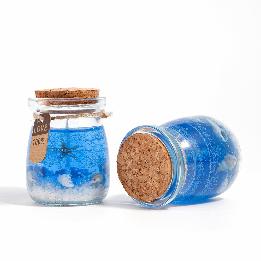 Set di candele in cera gelatinosa profumate senza fumo al profumo di oceano transfrontaliero in bottiglia regalo_voghion.com